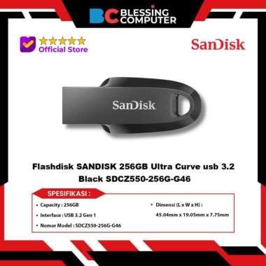 Flashdisk SANDISK 256GB Ultra Curve usb 3.2 Black SDCZ550-256G-G46