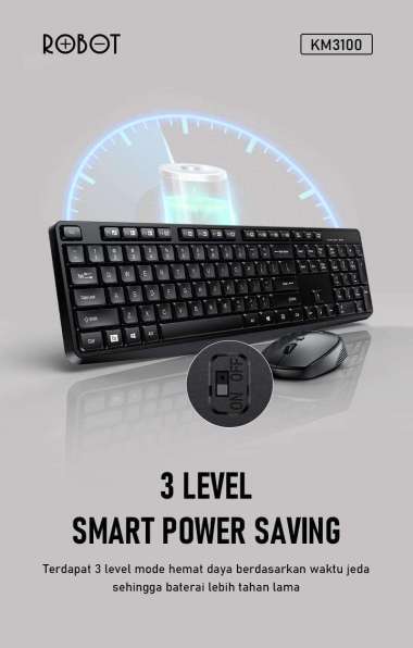 Keyboard Mouse ROBOT KM3100 Wireless - Black
