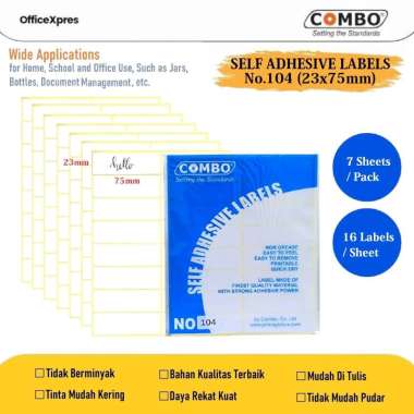 Self Adhesive Labels No.104 / Label Kertas 23 x 75 mm / Label Nama No.104 / Address Labels / Labels 