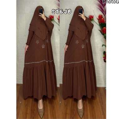 GAMIS SET HIJAB SYAR'I CERUTY PAYET SILANG GAMIS SYARI SERAGAMAN CANTIK DAN MEWAH GAMIS PREMIUM Ld12