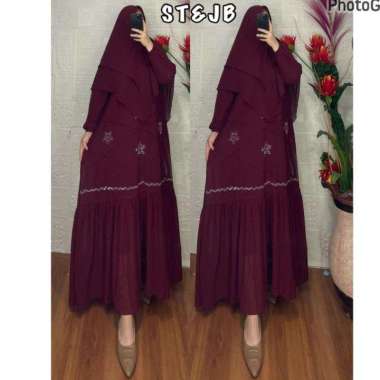 GAMIS SET HIJAB SYAR'I CERUTY PAYET SILANG GAMIS SYARI SERAGAMAN CANTIK DAN MEWAH GAMIS PREMIUM Ld12