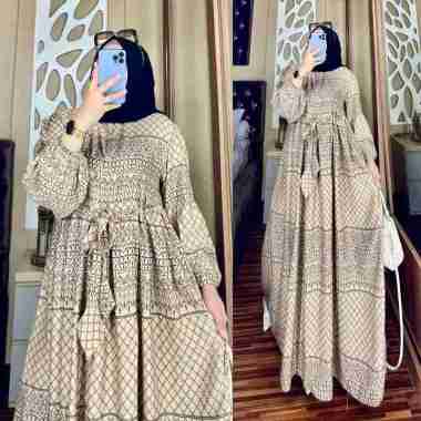 GAMIS HARIAN MODEL TERBARU SIMPEL ELEGAN MODEL TANGAN BALON BAHAN KATUN RAYON VISCOSE PREMIUM NYERAP