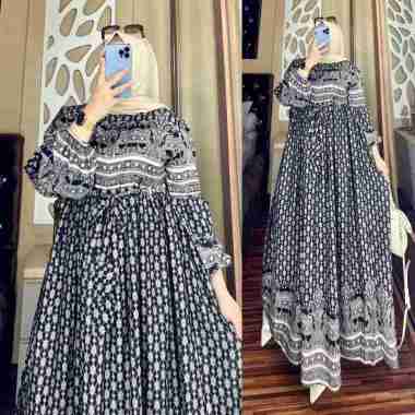 GAMIS HARIAN MODEL TERBARU SIMPEL ELEGAN MODEL TANGAN BALON BAHAN KATUN RAYON VISCOSE PREMIUM NYERAP