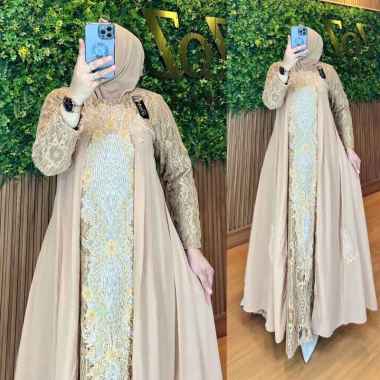 GAMIS DRESS SABYAN BROKAT GAMIS PESTA BURKAT MEWAH PESTA 4L & 5L (Jumbo) D