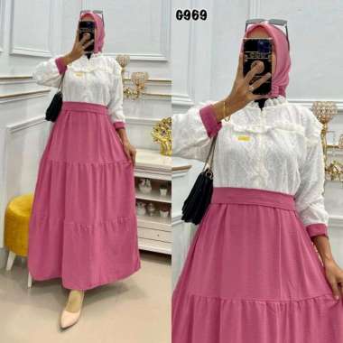 GAMIS CANTIK MURAH DRESS HARIAN BAHAN CRINGKEL LEMBUT MIX BRUKAT BUSUI BISA COD Ld120 A