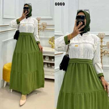 GAMIS CANTIK MURAH DRESS HARIAN BAHAN CRINGKEL LEMBUT MIX BRUKAT BUSUI BISA COD Ld120 D