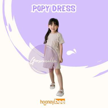 Hooneybee Popy Krem - Dress Anak Perempuan [Size 1-5 Thn] Baju Dres Kaos Cewek 3 tahun