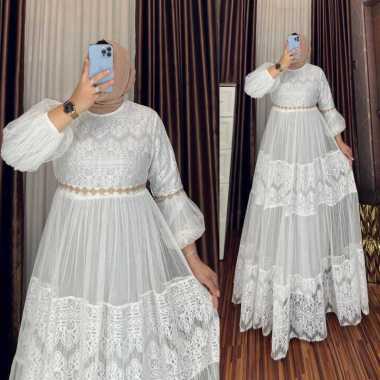 GAMIS BROKAT TILE MEWAH DRESS PESTA CANTIK GAMIS PESTA MODEL TERBARU BURKAT CANTIK Ld110cm (Standard