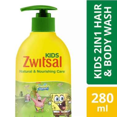 zwitsal kids 2 in 1 body wash 280ml/ Sabun shampo anak zwitsal 280 ml HIJAU