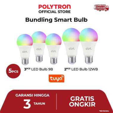 CTRL Smart LED Bulb 9W Bluetooth RGBWW Smart Home IoT Garansi 3 tahun SL B9B SL B9B 3XSLB9B+2XB12WB