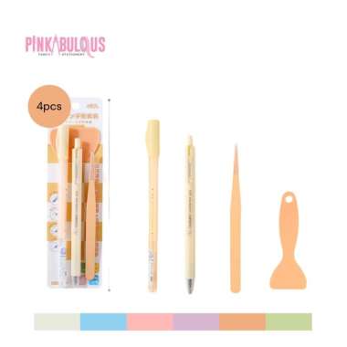 Pinkabulous 4 Pcs DIY Journaling Set - Alat Bantu Membuat Journaling - Pinset Lucu White