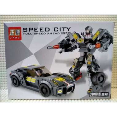 lego edukasi mobil balap mainan anak robot mobil 2in1 abu