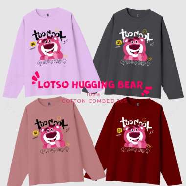 ELLIPSESINC Kaos Oversize Lengan Panjang Unisex Lotso Hugging Bear PANJANG OVERSIZE HITAM