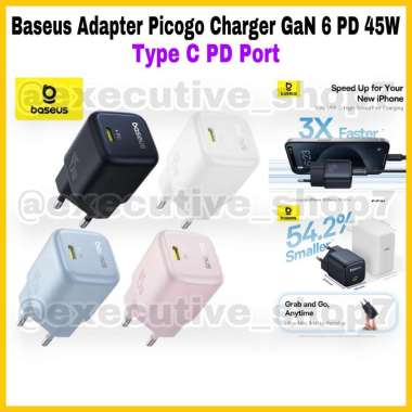 Baseus Adapter Picogo Charger GaN 6 PD 45W - Type C PD Port Pink