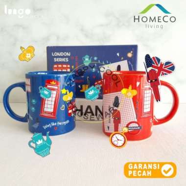 HOMECO 2pcs Mug Set Ceramic LONDON Series Mug 2pcs Lungo Japanese Set LONDON SERIES