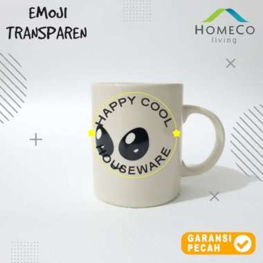 HOMECO 1pcs Mug 11oz Emoji Japanese Collection Gelas Gagang Emoji Transparan EMOJI MATA