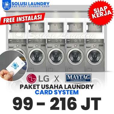 Paket Usaha Laundry Otomatis Card System LG 20kg X Maytag 15kg 3 Stack