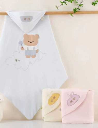 Tembem Baby - Selimut Topi Bayi Tebal Lembut dan Lucu Selimut Topi Dakron Motif Perempuan