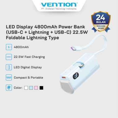 Vention Mini Powerbank 4800mAh USB Type C Lightning 22.5W Fast Charging - FHR PINK