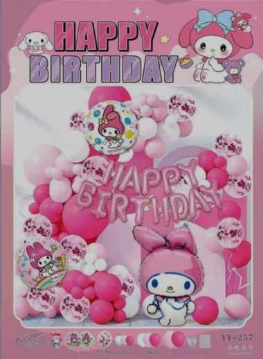 1 Set Paket HAPPY BIRTHDAY DEKORASI MY MELODY ulang tahun pesta birthday anak
