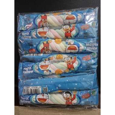 Permen Marshmallow Kepang doraemon Permen Kapas stick bentuk kepang isi 20 pcs