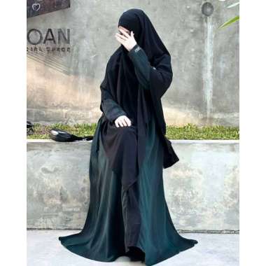 Abaya Al Ayn by Mahira| Abaya Kekinian| Wudhu Friendly XS Set NP Emerald