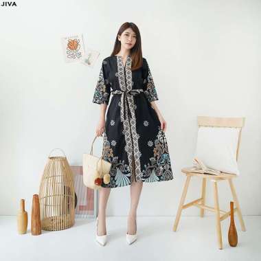 Evercloth Jiva Long Dress Batik Wanita Dress Wanita Batik Couple Dress Pita XL