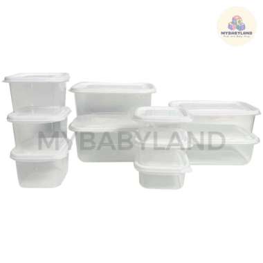 Calista Oita Putih Bening Toples Set isi 10 Pcs | Container Kulkas Wadah Makanan Putih | Kotak Makan