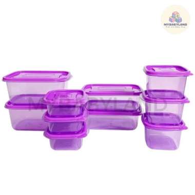 Calista Oita Putih Bening Toples Set isi 10 Pcs | Container Kulkas Wadah Makanan Putih | Kotak Makan