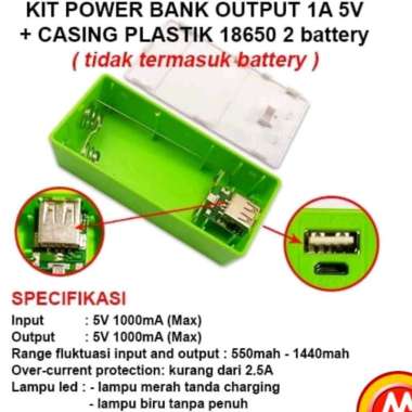Kit Powerbank 2 Slot Case Casing Baterai 18650 Charger Cas Rumah Power Bank Tempat Dudukan