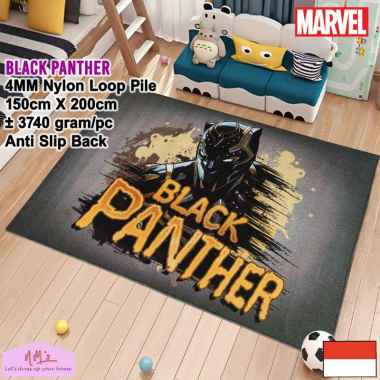 Disney Marvel Official Merchandise Black Panther karpet bermain anak 150 cm x 200 cm anti slip motif