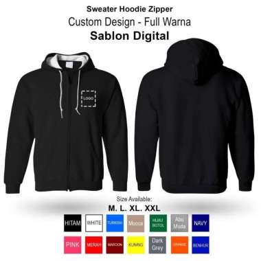 Jaket Hoodie Zipper Resleting Ziper Sleting Distro Design Suka Desain SABLON bordir Satuan banyak Wa