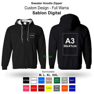 Jaket Hoodie Zipper Resleting Ziper Sleting Distro Design Suka Desain SABLON bordir Satuan banyak Wa