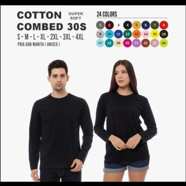 Kaos Baju Combed 30S Distro LENGAN PANJANG POLOS custom sablon bordir M Ungu