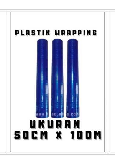PLASTIK WRAPPING WARNA BIRU UKURAN 50CM X 100 METER/17 MICROM