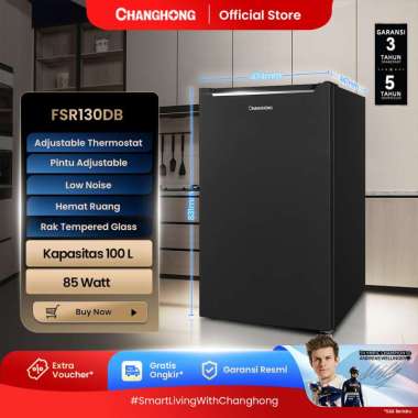 New Changhong Kulkas 1 pintu (Refrigerator) Lemari Es Kapasitas 100 Liter – Black FSR130DB (Semi Aut