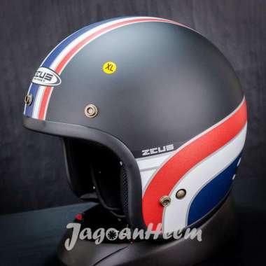 ZEUS HELM ZS385 RETRO | MATT BLACK K63 RED | ZS 385C Classic L