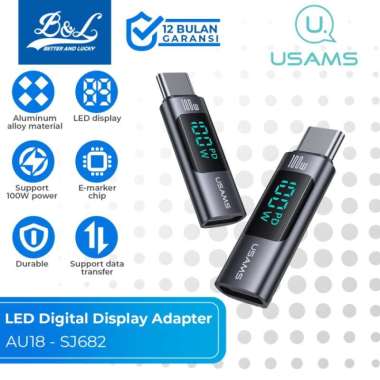 USAMS AU18 LED Display Adapter Female Type-C to Lightning/Type-C C to C