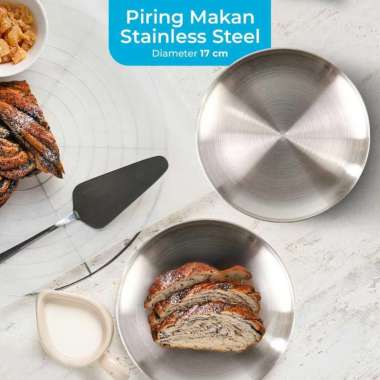 One Two Cups Piring Makan Stainless Steel Sultan Plate European Style ST201 Piring Makan Bayi Kerami