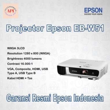PROYEKTOR EPSON EB-W51 EBW51 EB W51 PROJECTOR EPSON EB-W51 - RESMI