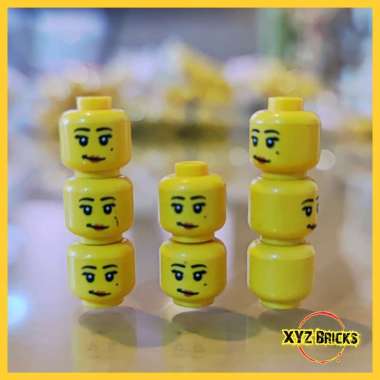 LEGO PARTS 4615756 - Head Yellow Female Black Eyebrows Raised Eyelashes Medium Nougat Lips Lopsided