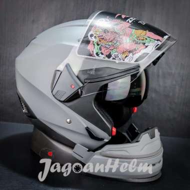 ZEUS HELM ZS611C SOLID MATT GREY | ZS-611C IMPORT DOUBLE VISOR STANDART M