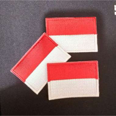 Badge Bendera Merah Putih Bet Indonesia 5x7 Cm Bordir Komputer Emblem+jahit tempel