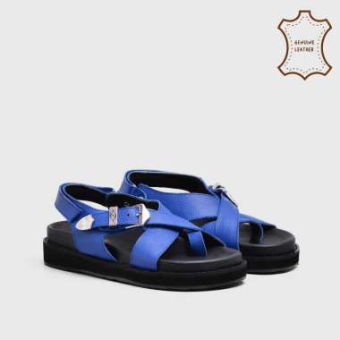 Adorableprojects - Elena Sandals Genuine Leather Blue - Sandal Kulit 39