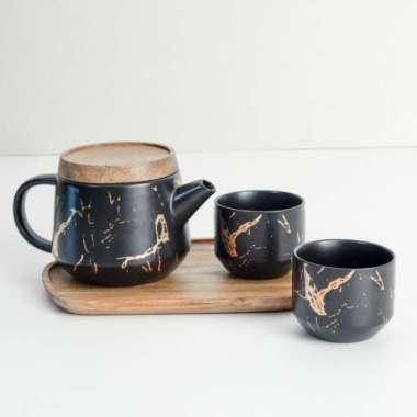 Brewsuniq - Duquet Tea Set Series / Teapot Set Cantik Unik Estetik Minimalis B01 Sepia Black