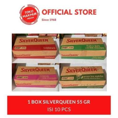 1 BOX SILVERQUEEN 55 GR ISI 10 PCS - COKLAT MATCHA GREENTEA