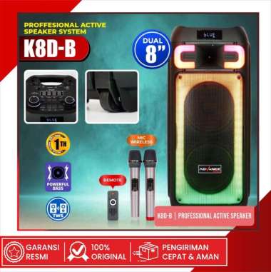 ADVANCE K8D-B SPEAKER SYSTEM PROFESSIONAL ACTIVE DUAL 8" PLUS 2 MIC