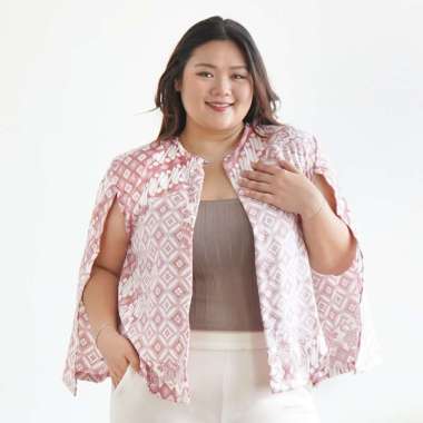 C2W XXL Blazer Outer Batik Wanita All Size Satin Women's Clothes Elegant BIG SIZE 651-PTC Red