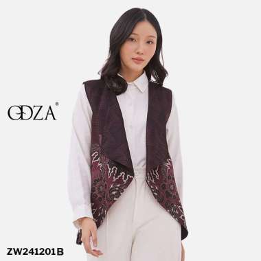 Odza Rompi Batik Outer Vest Wanita Baju Luaran Allsize Cathy Merah Maroon Merah Maroon