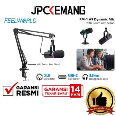 JPC KEMANG Feelworld PM-1 AS Dynamic Cardoid XLR / USB Microphone with Boom Arm Stand PM1 AS Mic GAR